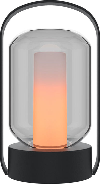 Lampada da tavolo Como ricaricabile Calex - wireless - effetto fuoco - luce bianca calda - batteria - touch - impermeabile - decorazione per giardino, soggiorno, camera da letto - illuminazione d'atmosfera - nera