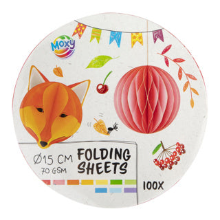 Merkloos sans marque vouwblaadjes rond 15cm, 100 vellen 10 kleuren