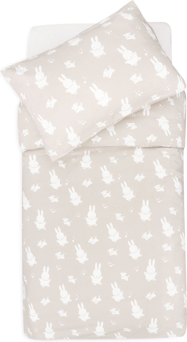 Jollein - dekbedovertrek met sloop 100x140cm - dekbed ledikant, dekbedovertrek baby - miffy snuffy - nougat