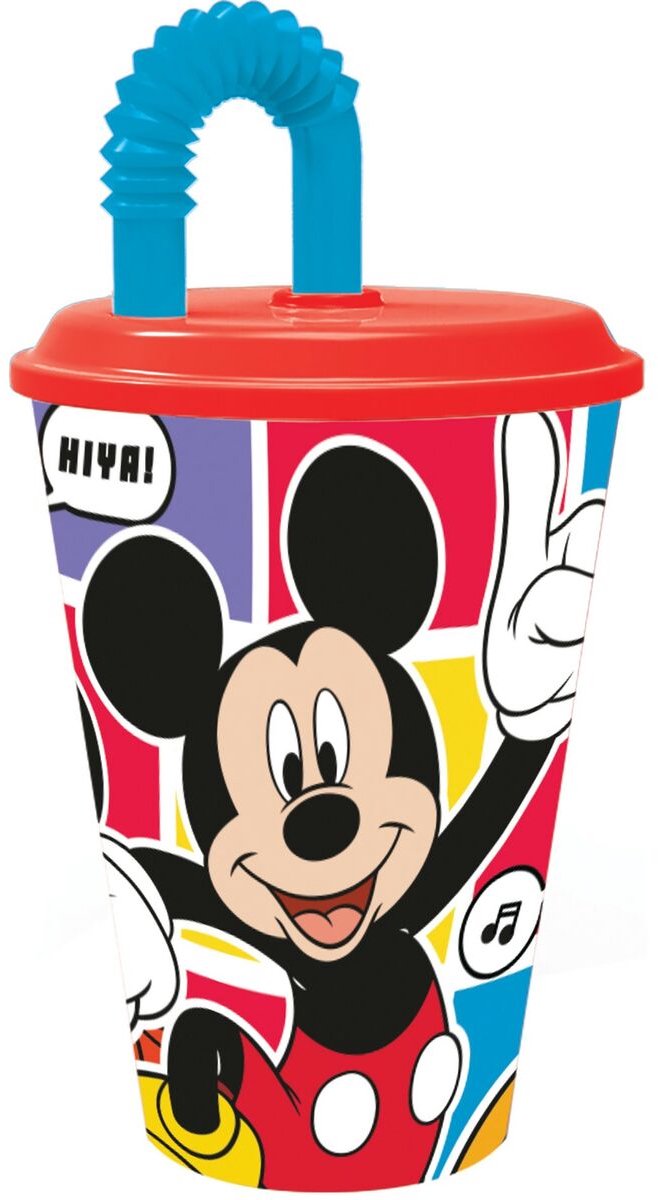 Vaso con pajita infantil Mickey Mouse - - 430ml