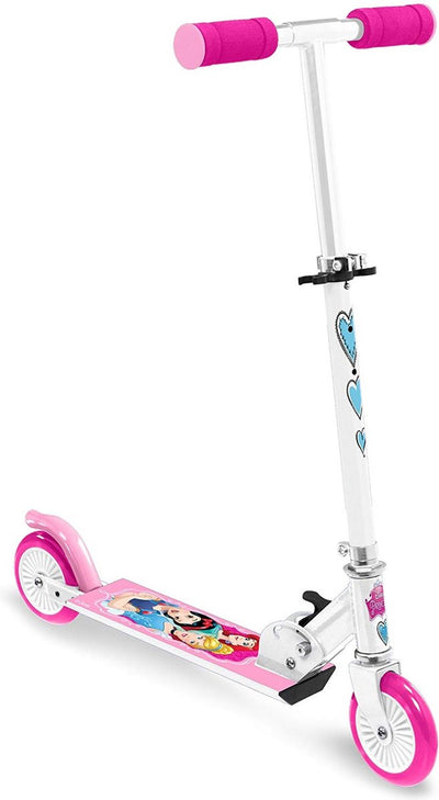 Disney 2-wheel Kinderstep Foldable Foot brake White Pink