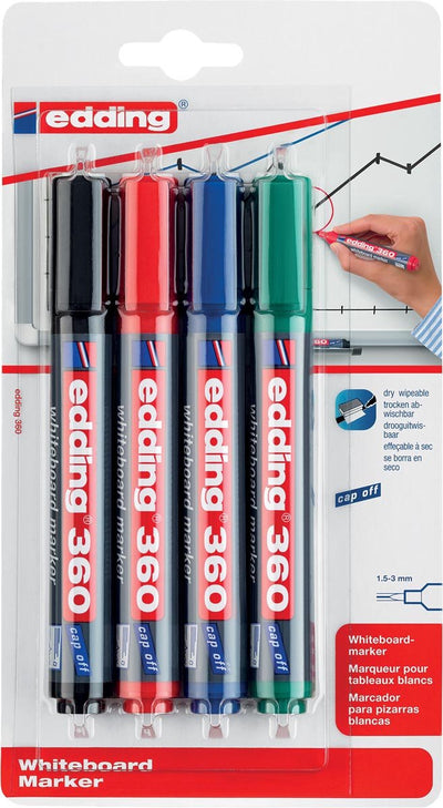 Edding felt-tip pen 360 whiteboard - round - assorted - 3mm - blister - 4 pieces