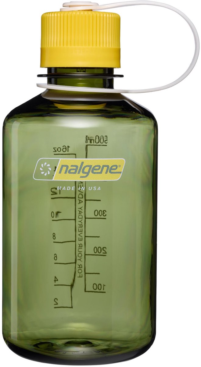 Nalgene - botella de boca estrecha - botella para beber - botella de agua - 500 ml - aceite verde con fresia sustentable ¡nuevo!