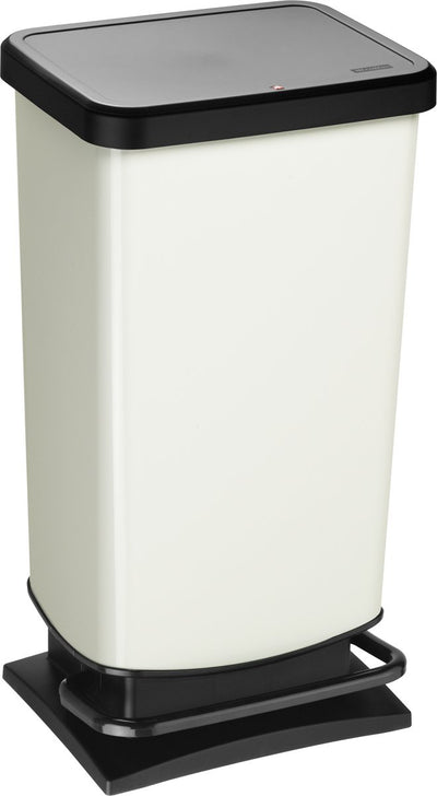 Rotho paso pedal bin - waste bin 40l - bpa free - white metallic