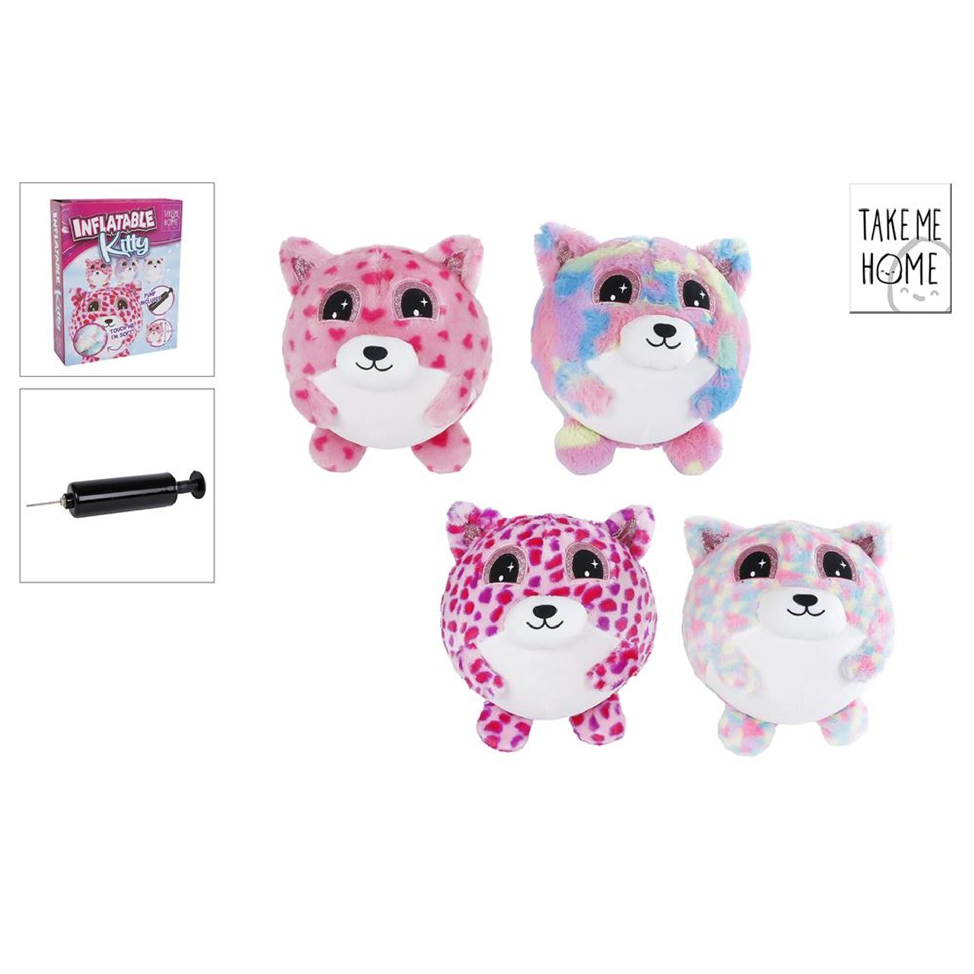 Take me home opblaas knuffeldier met pomp, 23cm