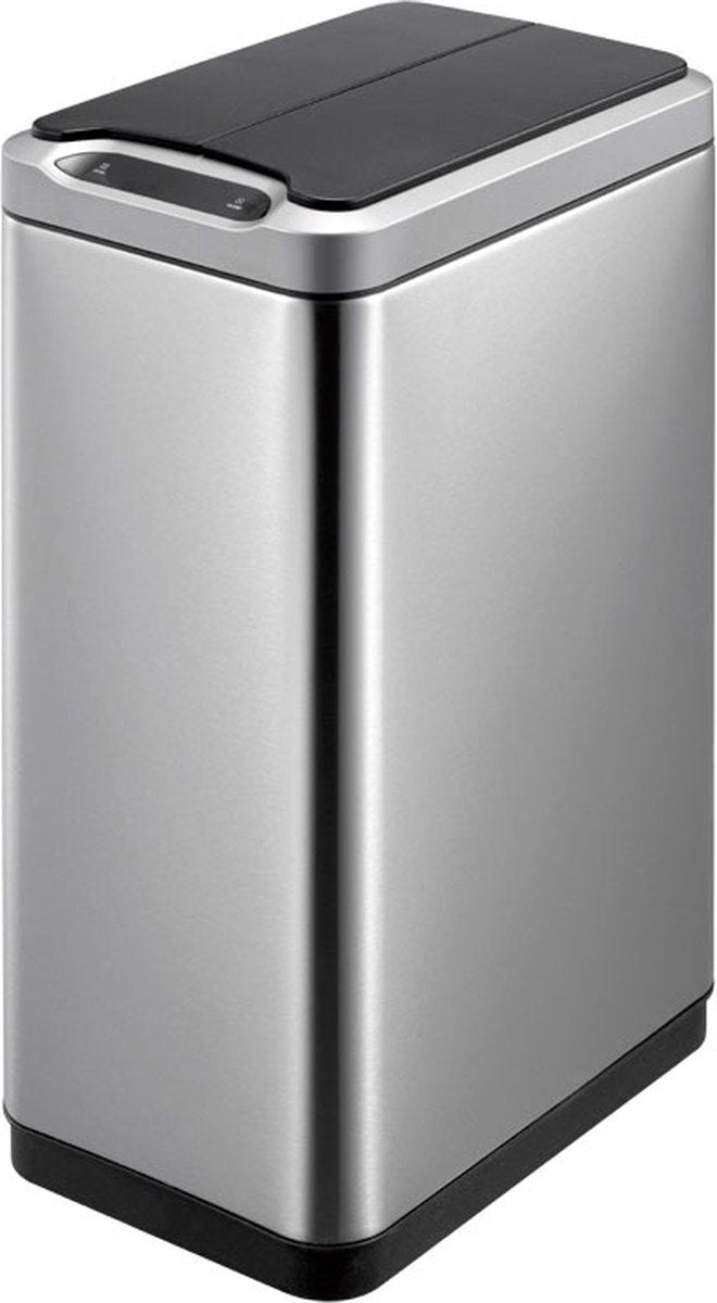 Eko - contenedor con sensor fantasma 30 litros - plástico de acero inoxidable - acero inoxidable mate, negro - contenedor de basura