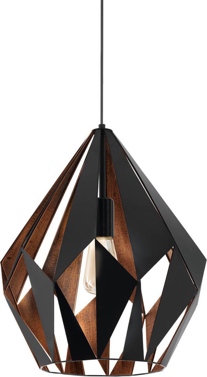 Lampada a sospensione Eglo carlton 1 - e27 - ø 38,5 cm - nero rame