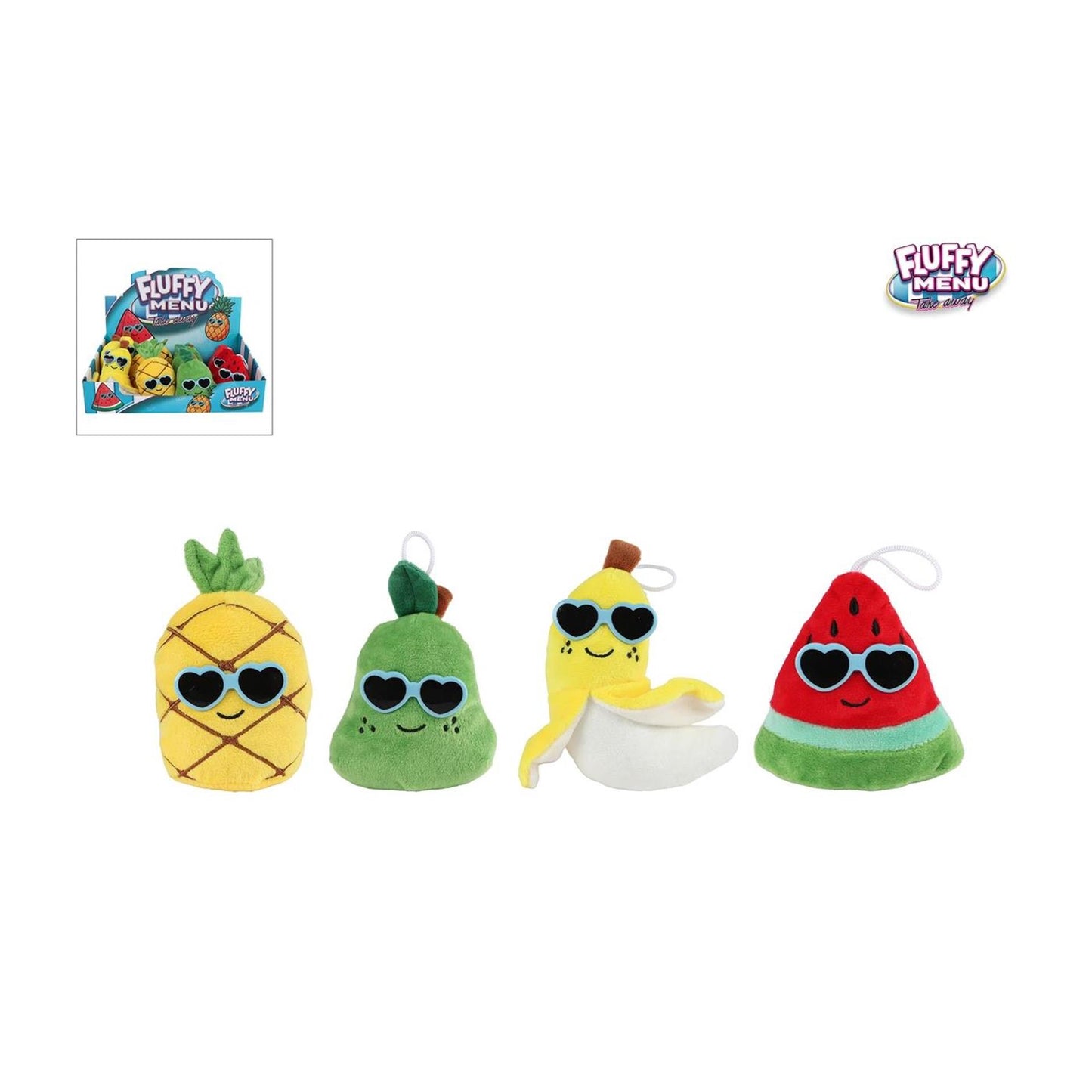 Menú esponjoso peluche fruta con gafas de sol - 6cm