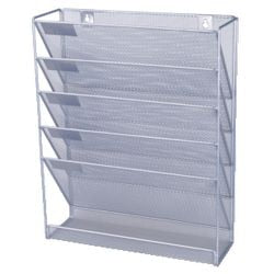 Portadepliant da parete office depot 105x405x325mm argento 5 scomparti