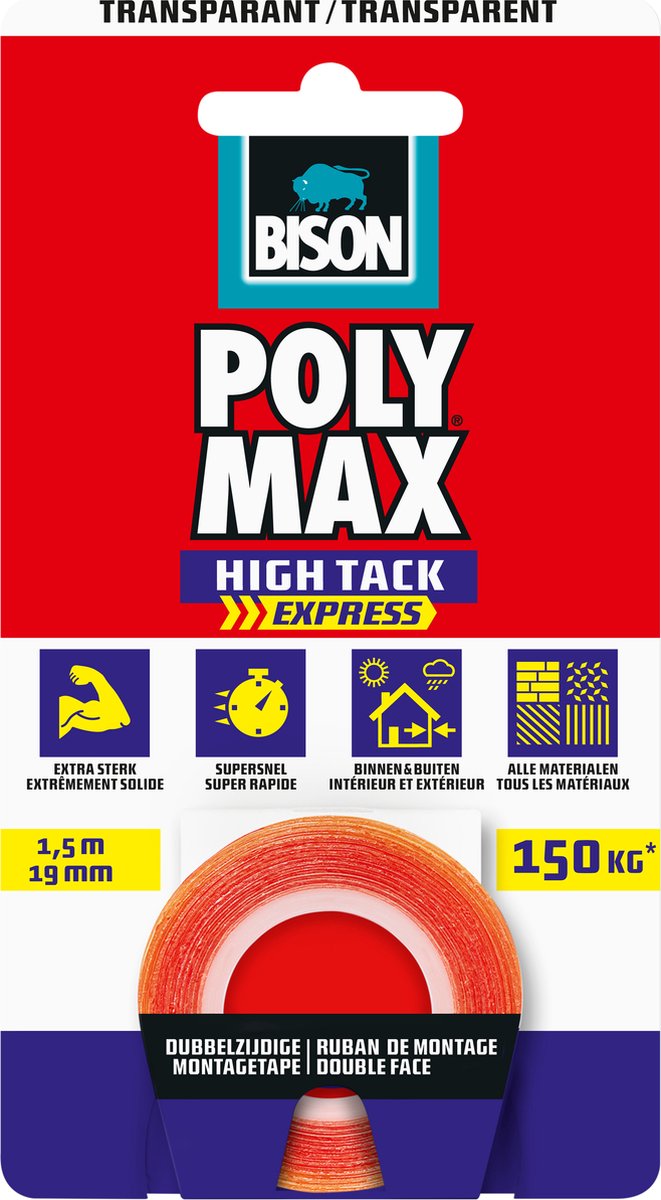 Bison Poly Max Tape Transparent 1.5 m