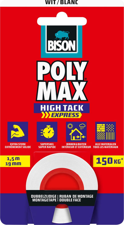 Bison Poly Max Tape White 1.5 m