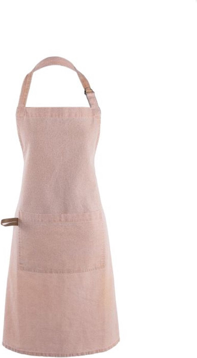 Tiseco - grembiule da cucina Myrna - regolabile sul collo, ampia tasca frontale, passante sul lato - 74x85 cm - rosa