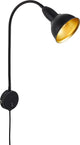 Briloner hygge - lampada con spina - lampada da comodino retrò - metallo - nero - attacco E14 - lampada da parete con interruttore - girevole