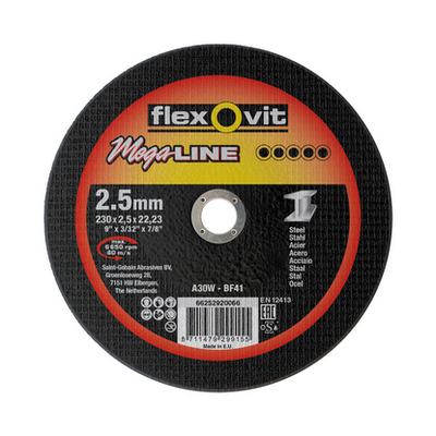 Flexovit dss mega-line 230x2,5x22,23 a30w t41 acciaio | 25 pz