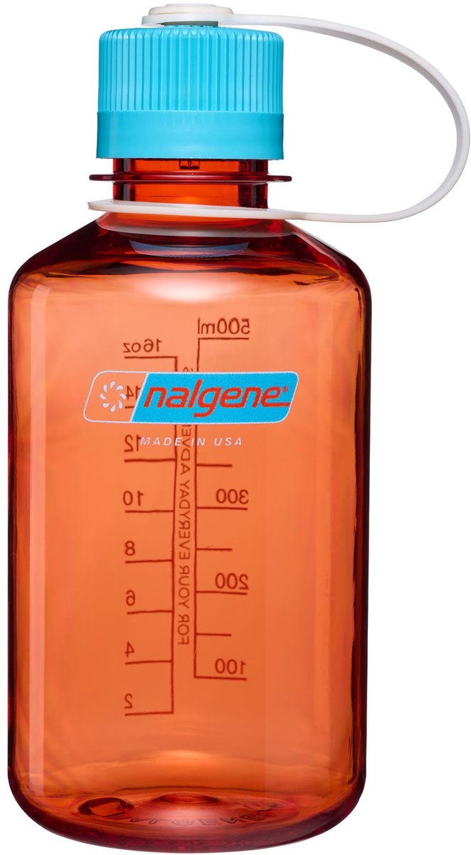 Nalgene - botella de boca estrecha - botella para beber - botella de agua - 500 ml - llama con atolón azul sustentar ¡nuevo!