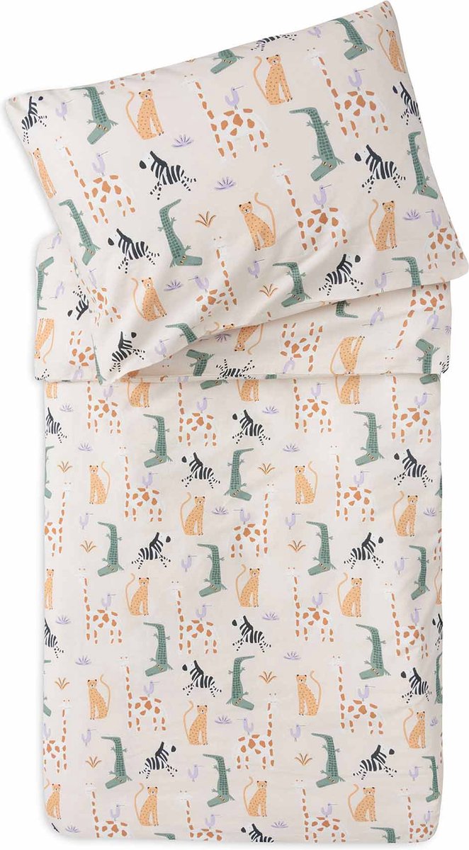 Jollein - dekbedovertrek met sloop 100x140cm - dekbed ledikant, dekbedovertrek baby - jungle jambo
