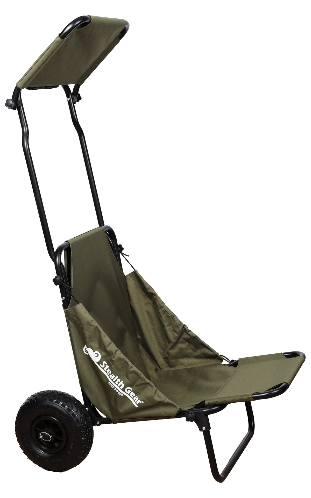 Stealth gear transport trolley m2 bosgroen met zonnedak