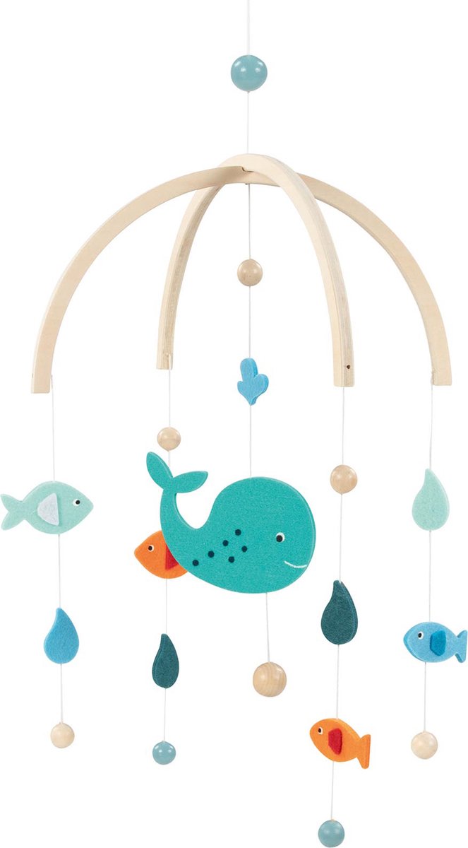 Móvil Goki - ballena - 25x30cm - madera y fieltro