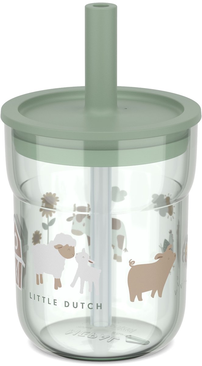 Taza infantil con pajita mepal mio little dutch - 250 ml - fácil de sostener - vajilla infantil - little farm