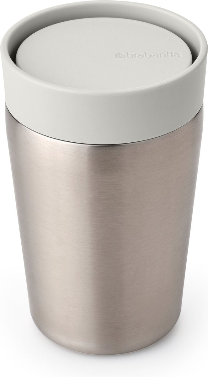 Brabantia make take thermosbeker - koffiebeker to go - 200 ml - light grey