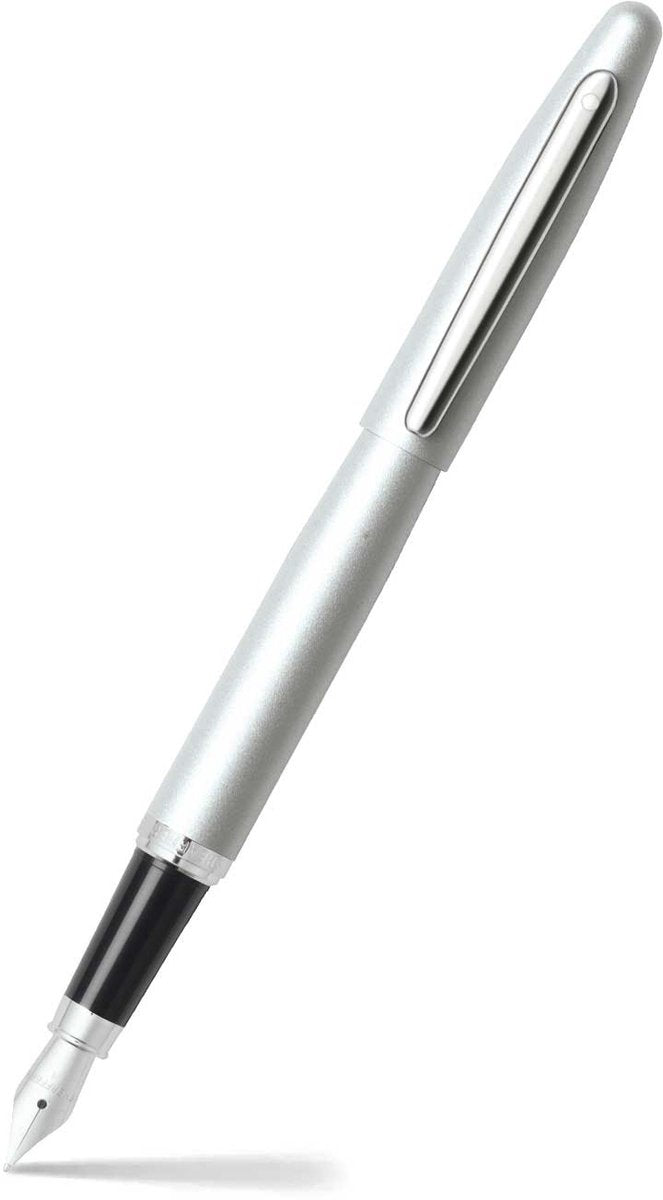 Penna stilografica Sheaffer - vfm - nera e argento con cromo - pennino m - sf-e0940053