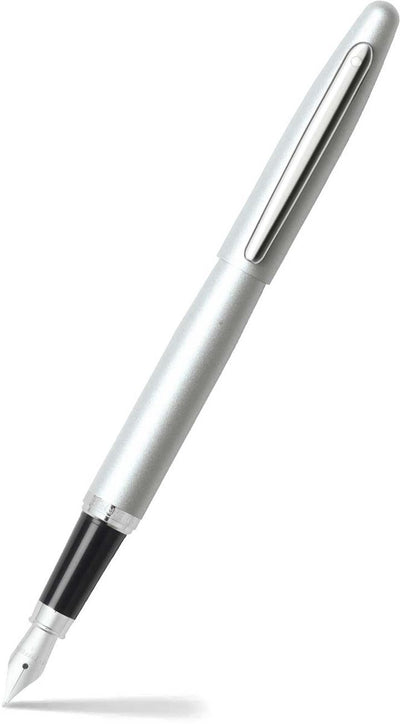 Penna stilografica Sheaffer - vfm - nera e argento con cromo - pennino m - sf-e0940053