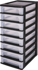 Iris organizer chest ladesysteem a4 - 8 kleine lades - 8 x 4l - kunststof - zwart transparant