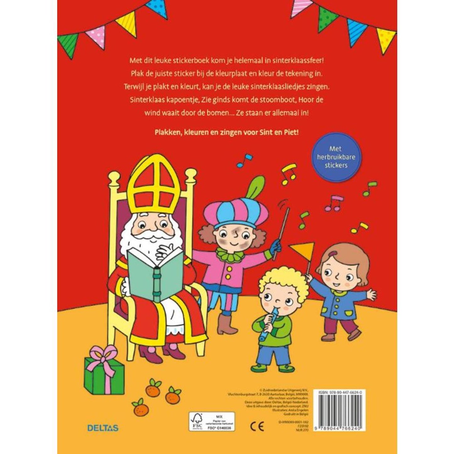 Libro para colorear y pegatinas Deltas Canciones de Sinterklaas