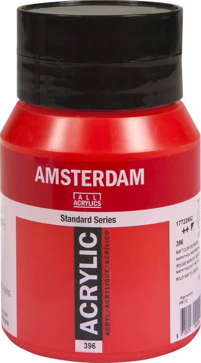 Barattolo di colori acrilici serie Amsterdam standard da 500 ml rosso naftolo medio 396