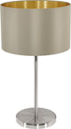 Eglo maserlo - lampada da tavolo - 1 luce - ø23 cm - tessuto - tortora, oro
