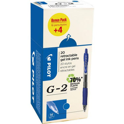 Penna roller gel pilot g-2 07 blu 20 pezzi