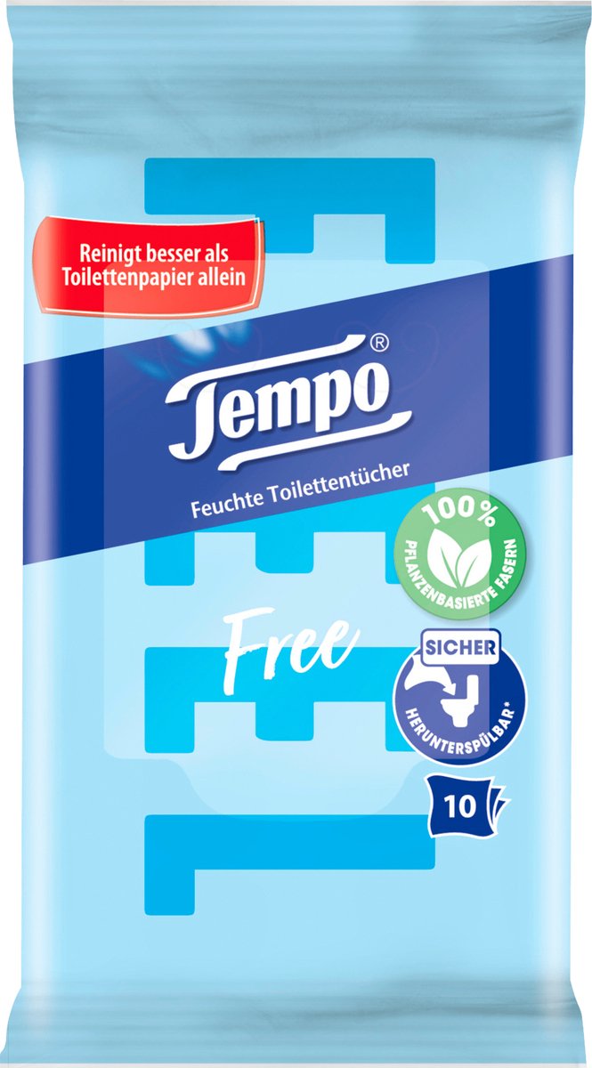 Papel higiénico húmedo Tempo tamaño de viaje - 10 piezas - refrescante e higiénico mientras viaja