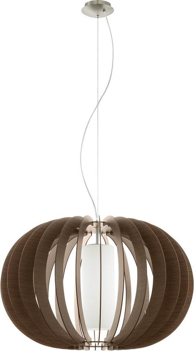 Eglo stellato 3 - hanglamp - 1 lichts - ø700mm. - nikkel-mat - bruin, wit