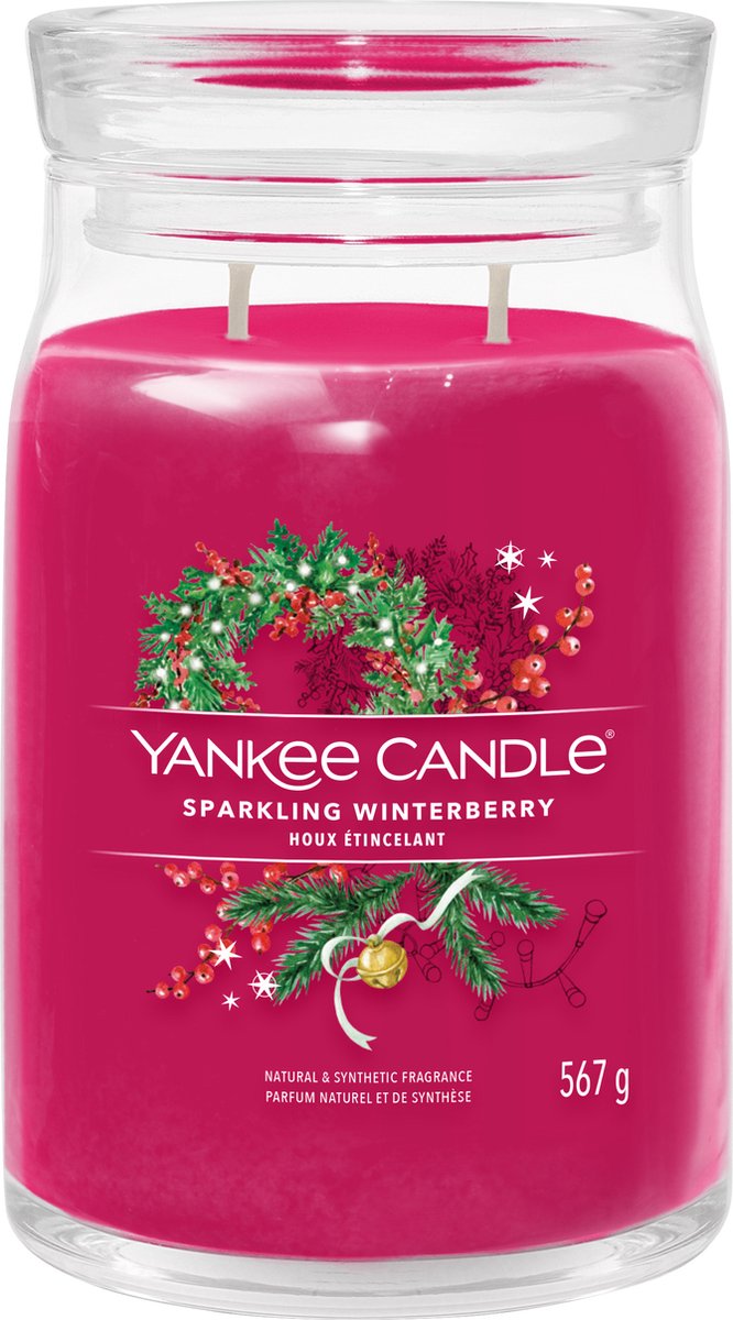 Yankee Candle - vela perfumada en frasco grande con forma de bayas de invierno brillante - 90 horas de combustión - dos mechas