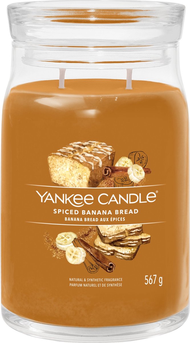 Yankee Candle - Vela perfumada en tarro grande con pan de plátano especiado - 90 horas de combustión - dos mechas