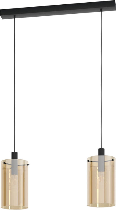 Lámpara colgante Eglo polverara - 2 luces - E27 - vidrio - negro