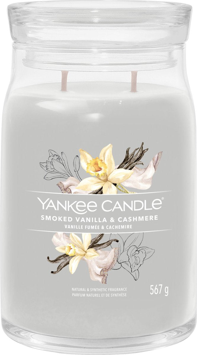 Yankee Candle - vela perfumada en tarro grande de cachemira y vainilla ahumada - 90 horas de combustión - dos mechas