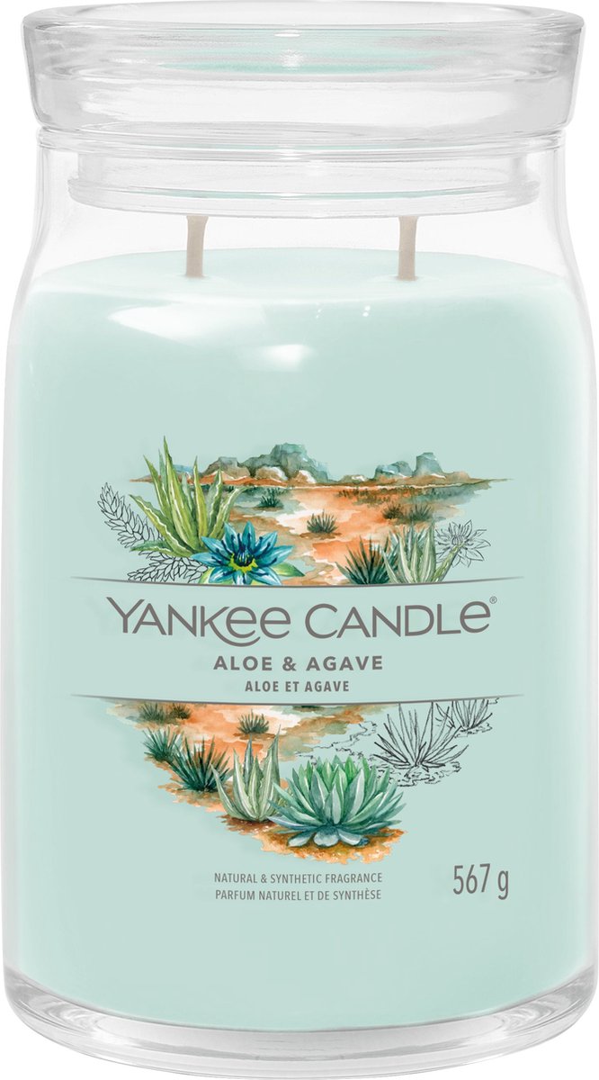 Yankee Candle - vela perfumada en tarro grande de aloe y agave - 90 horas de combustión - dos mechas