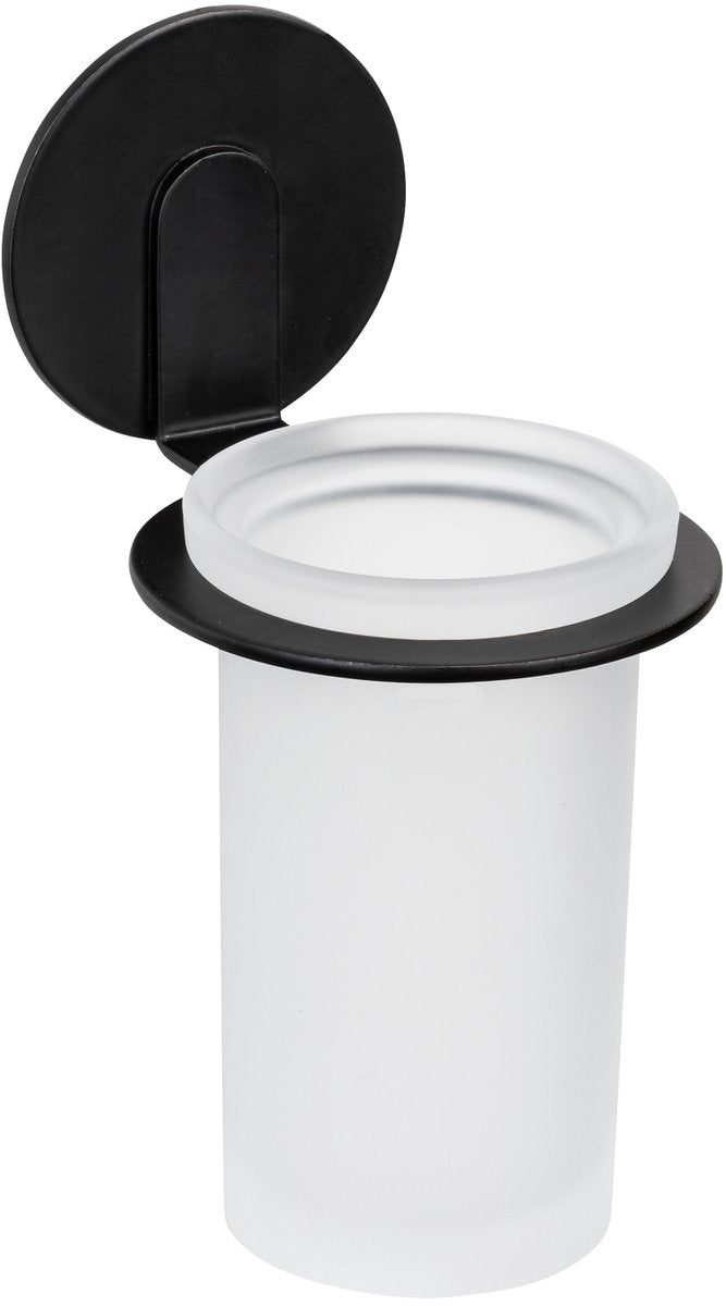 Wenko turbo-loc vaso para cepillos de dientes bivio aluminio negro mate - soporte para cepillos de dientes - negro - autoadhesivo - sin taladrar
