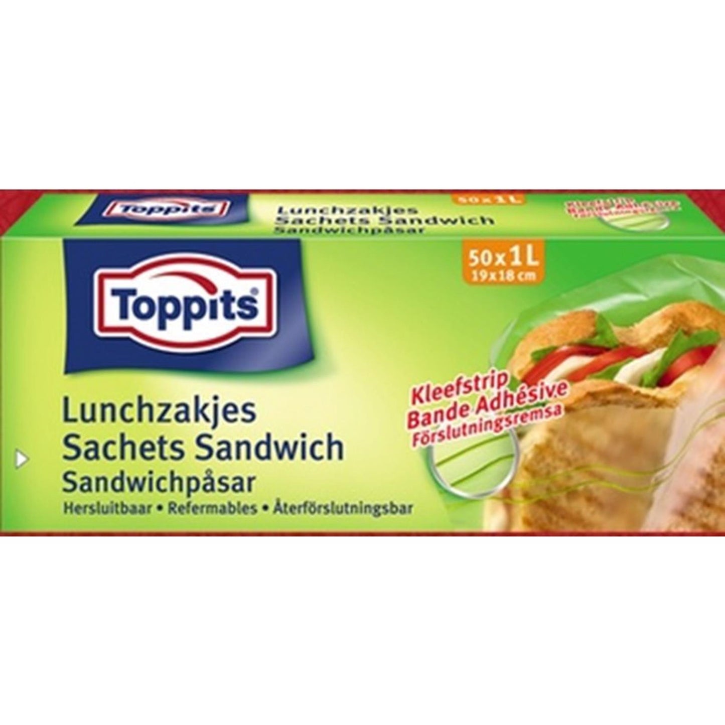 Toppits Toppits Bolsas de almuerzo RESELABLE 1L 50 Piezas