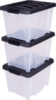 Scatola portaoggetti Iris Handybox - 15 l - plastica - nero trasparente - set da 3