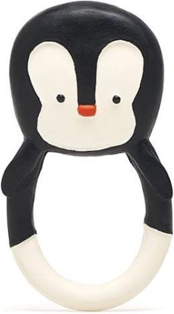 Lanco toys lanco rubberen bijtring - nui the pinguin - zwart - wit