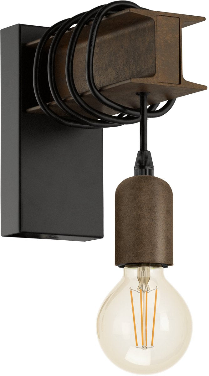 Eglo townshend 4 wandlamp - e27 - 19 cm - zwart bruin