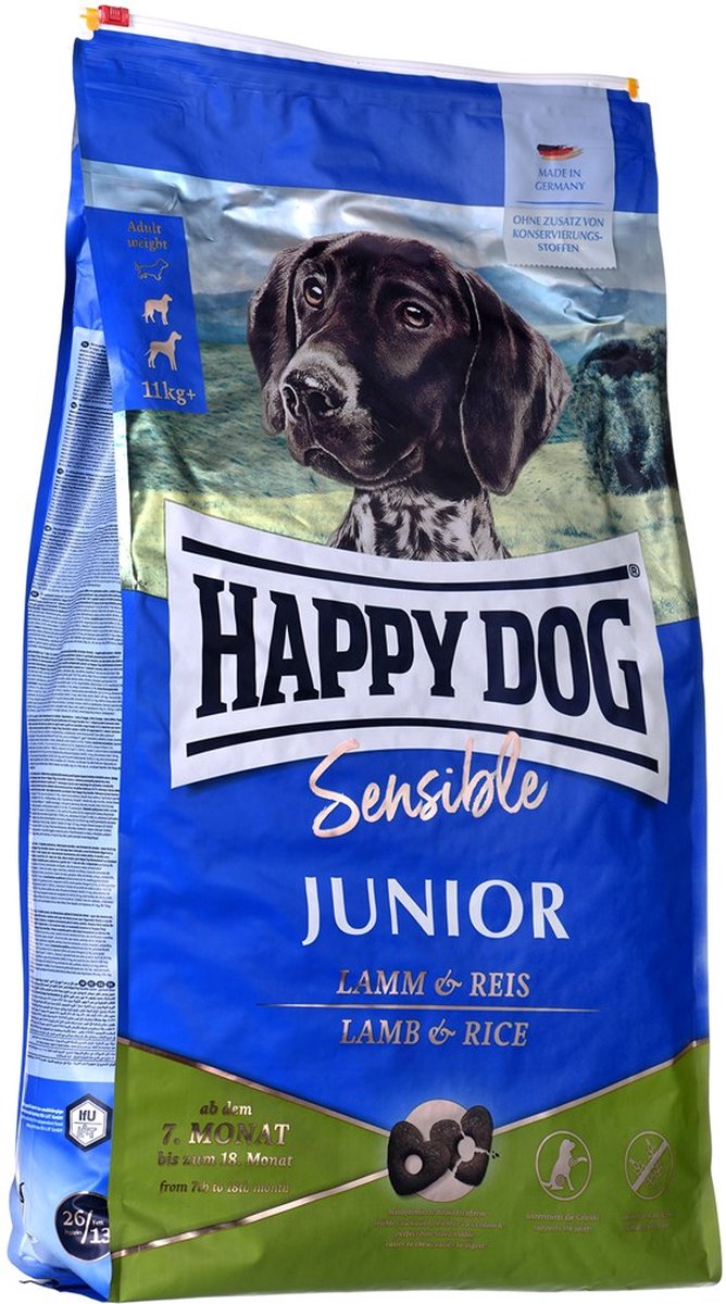 Happy dog sensible junior alimento seco para perros cordero, arroz 10 kg