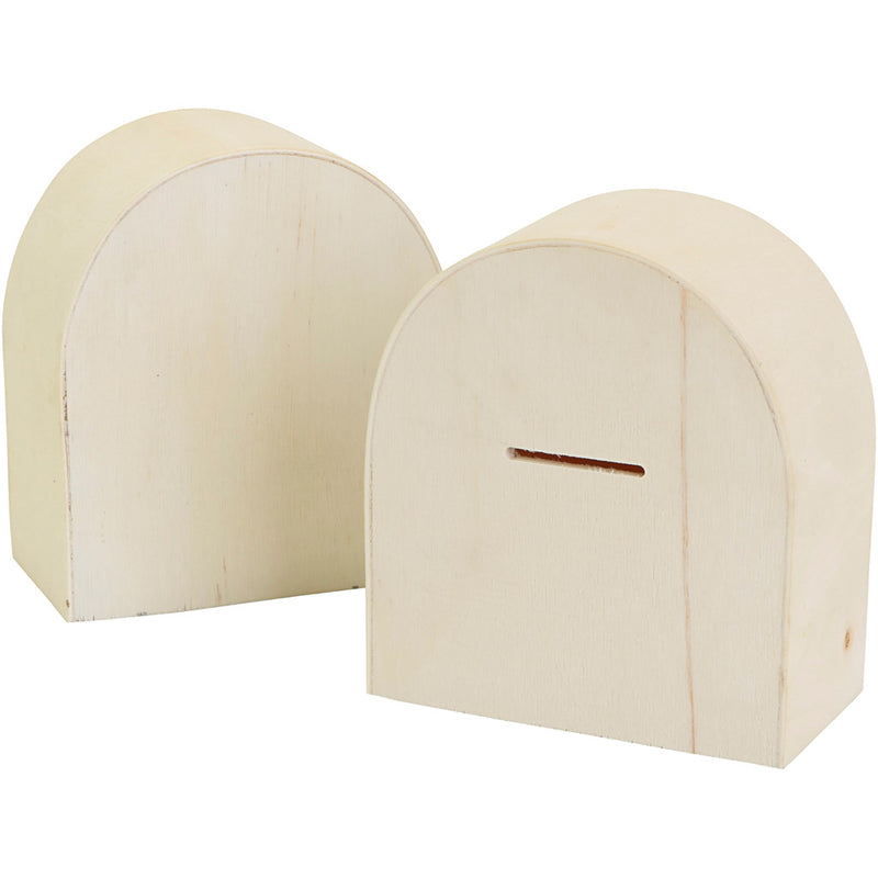 Hucha de madera, medidas 10x9 cm, 12 piezas, 1 caja