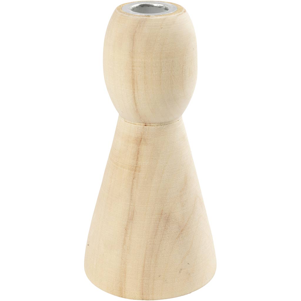 Candelabros cónicos de madera, h: 9,5 cm, 1 pieza