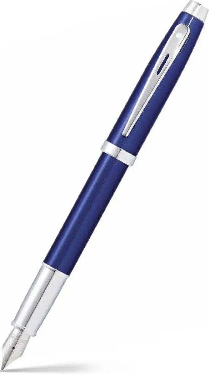 Penna stilografica Sheaffer - 100 - blu lucido con cromo - pennino m - incluso convertitore per caricamento - sf-e0933953