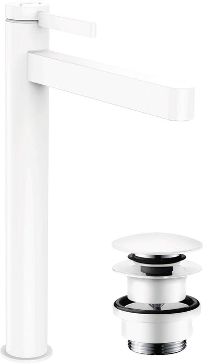 Hansgrohe finoris - grifo mezclador para lavabo - control monomando - con tapón de desagüe - 260 mm - blanco mate