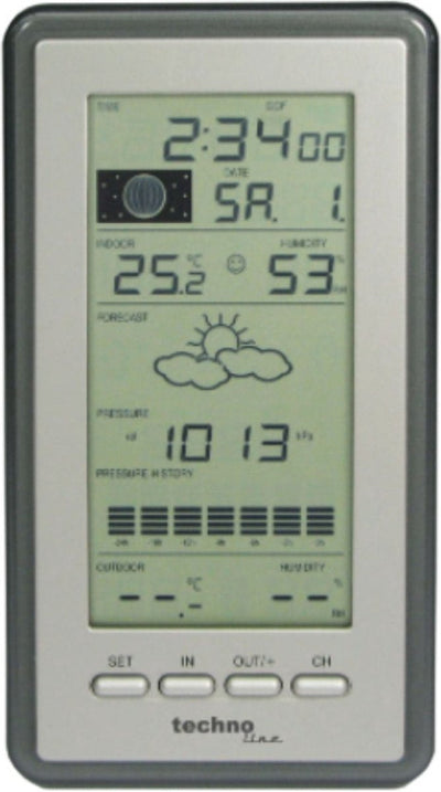 Stazione meteo Technoline - ws 9040-it - 100x178x28mm - grigio argento - con 1 sensore esterno 100m - tl-ws9040-it