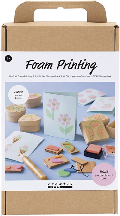 Set hobby Creativ Company stampa in schiuma, scatole e cartoline decorate, beige, verde medio, menta, rosso brillante, 1 scatola